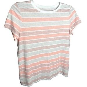 TORRID NWOT Classic Fit Pink Multi Stripe Vintage Burnout Crew‎ Tee Size Large